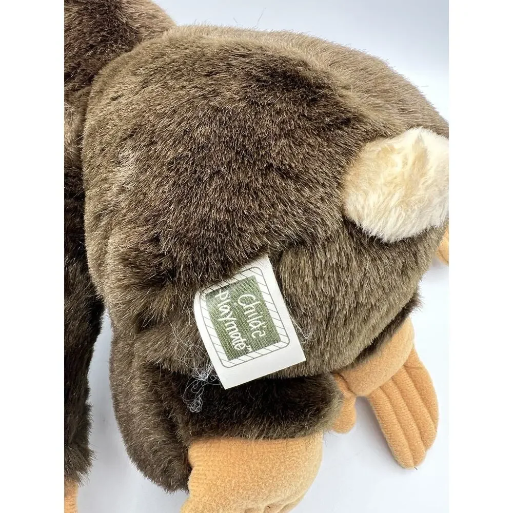 Child's Playmate Plush Chimpanzee Monkey Brown Stuffed Animal Korea Toy 12in VTG